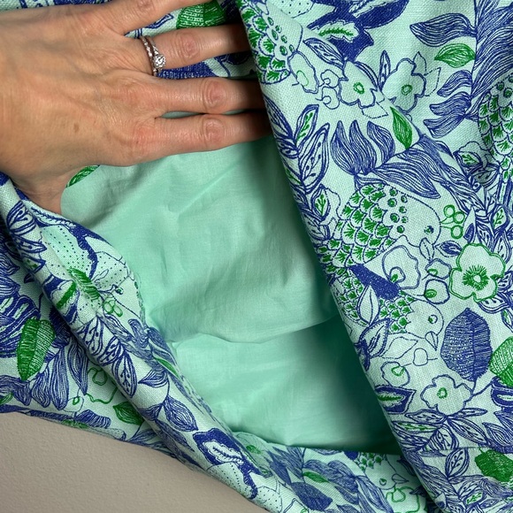 Vineyard Vines Cordia Floral Dress Blue Green Embroidered Size 10 Cotton Linen - Picture 11 of 16